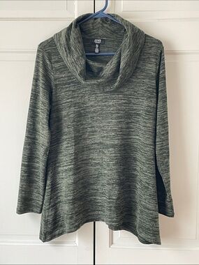 Jones New York Heathered Olive Cowl Neck Pullover. Size small.